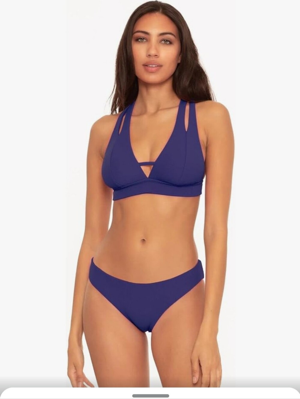 NWT Women's Deep Blue Strappy V-Neck Bikini Set‎ By Becca Swimwear